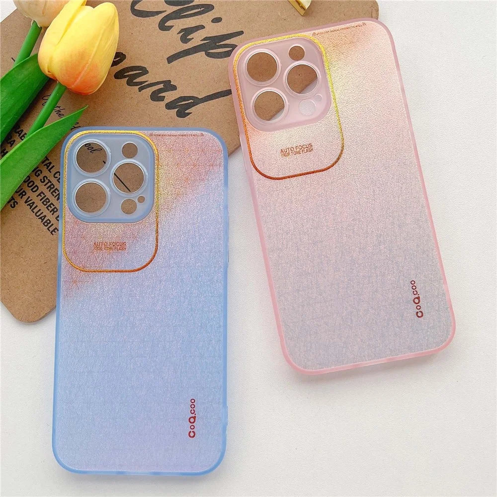 Q.COO Aurora Series for iPhone 12 Pro Phone Case Anti-drop TPU+PET Hybrid Cover - Transparent Blue - 6