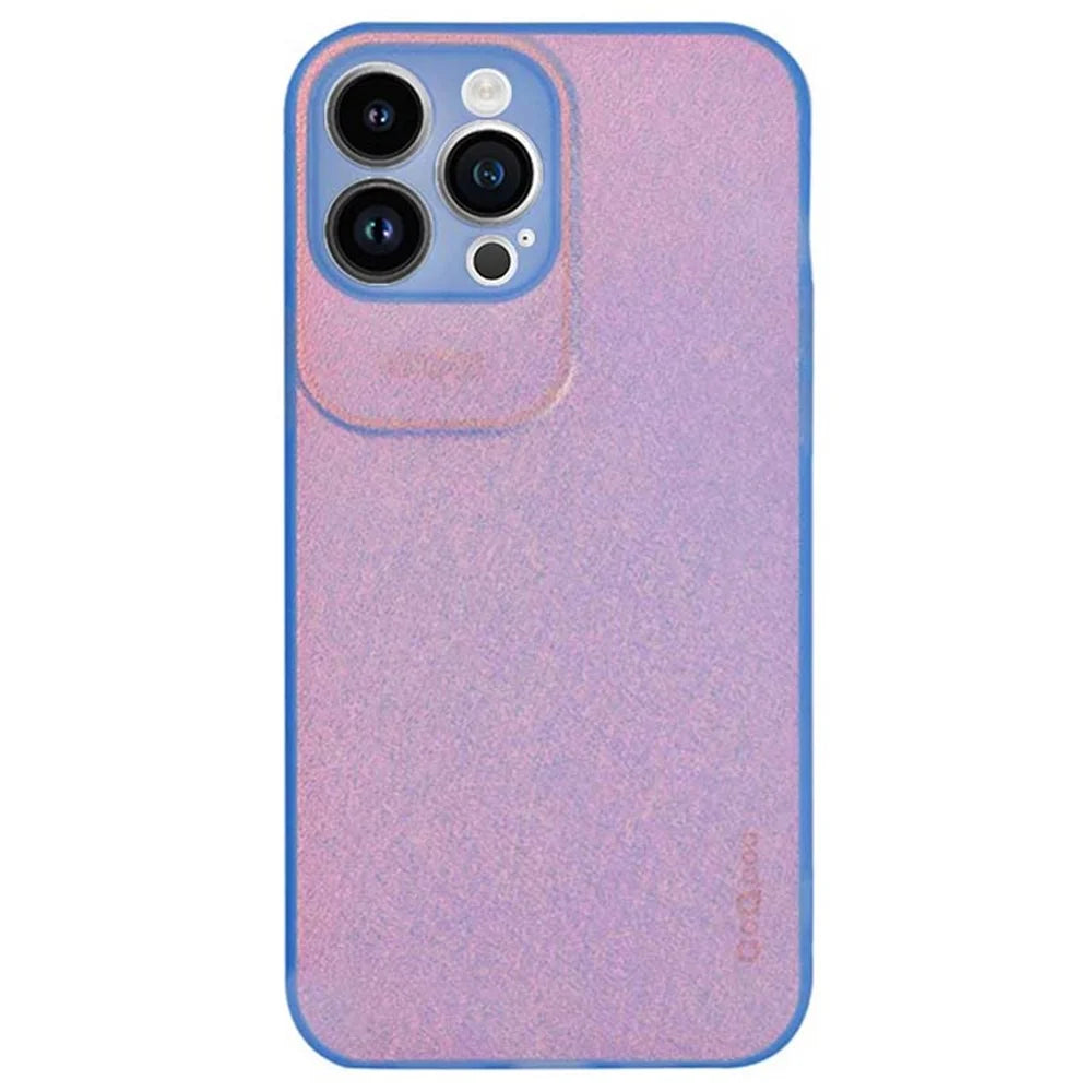 Q.COO Aurora Series for iPhone 14 Pro Case TPU+PET Phone Cover Shimmering Aurora Effect - Transparent Blue - 1