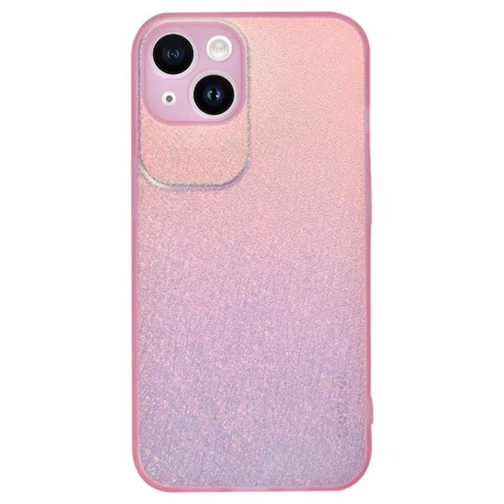 Q.COO Aurora Series for iPhone 13 Case TPU+PET Phone Cover with Aesthetic Detailing - Transparent Pink - 1