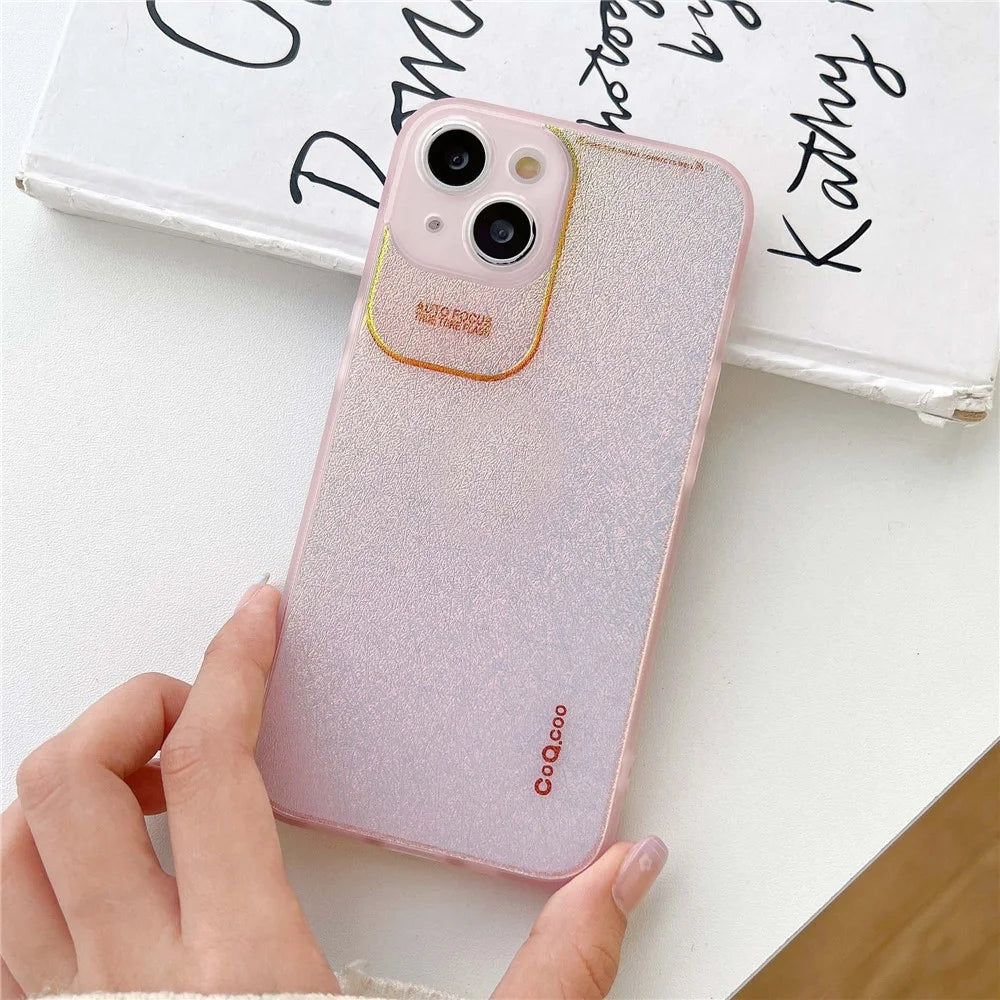 Q.COO Aurora Series for iPhone 13 Case TPU+PET Phone Cover with Aesthetic Detailing - Transparent Pink - 2