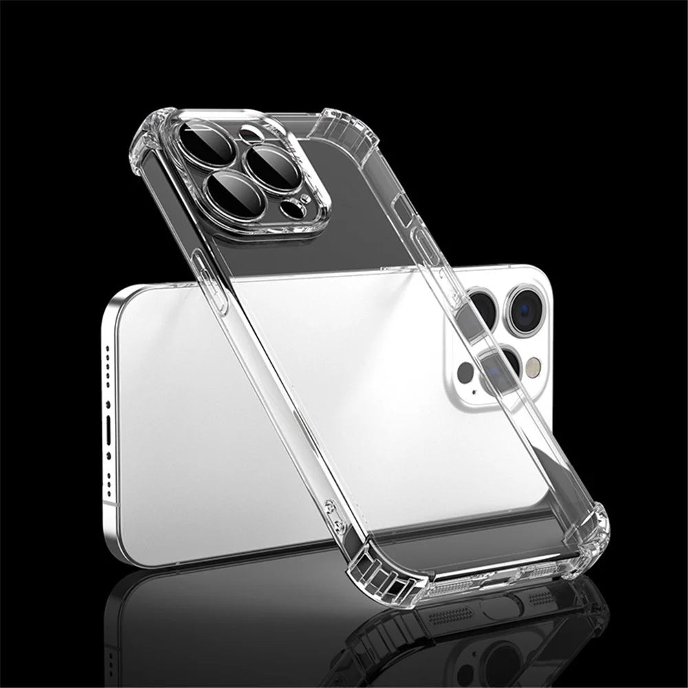 For iPhone 12 Pro Max Case TPU Reinforced Corners Protective Cover with PVC Lens Film - Transparent Black - 5