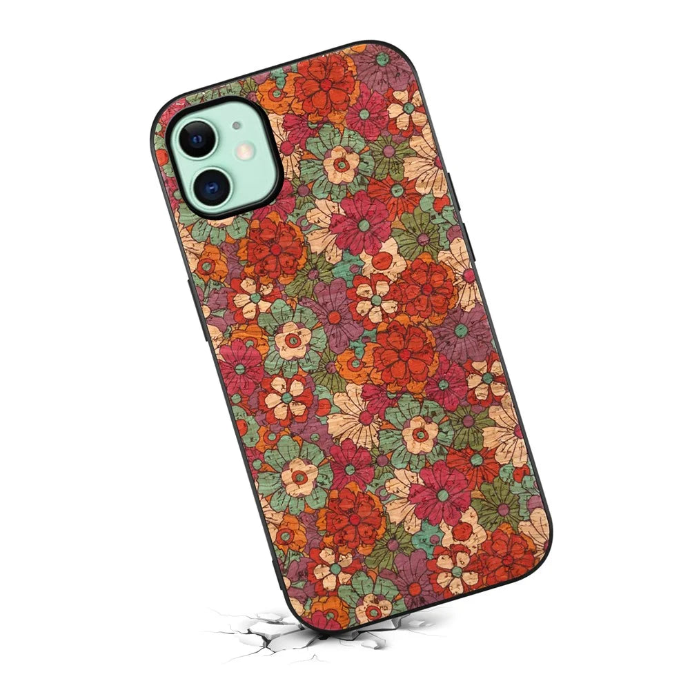 For iPhone 11 Case Floral Pattern Leather+PC+TPU Hybrid Shockproof Phone Cover - Summer / Red - 2