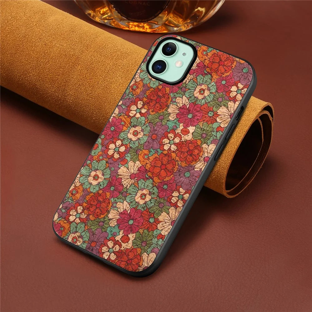 For iPhone 11 Case Floral Pattern Leather+PC+TPU Hybrid Shockproof Phone Cover - Summer / Red - 3
