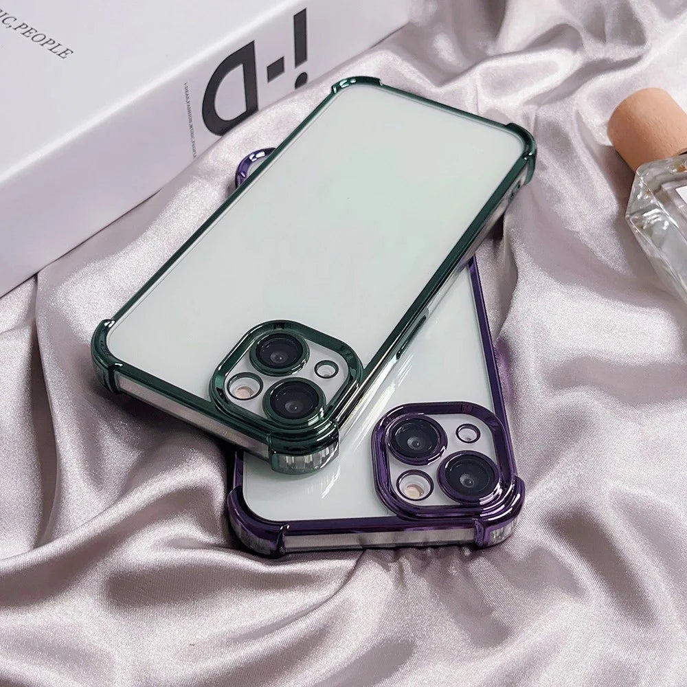 For iPhone 15 Plus Case TPU Cushion Reinforced Corners Phone Cover with PVC Lens Film - Champagne Gold - 5