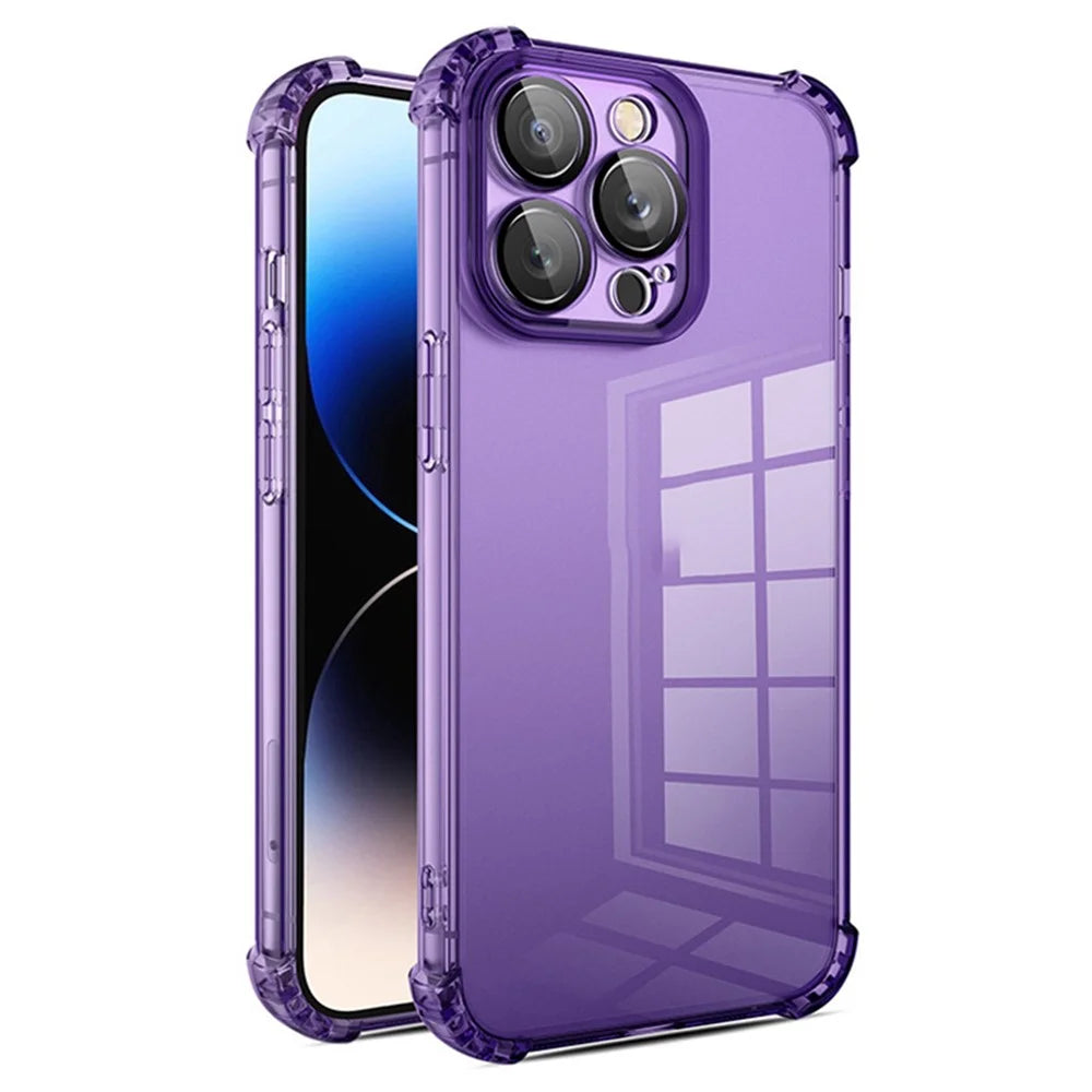 For iPhone 14 Pro Max Case Camera Protection TPU Phone Cover Four Corner Reinforced - Dark Purple - 1