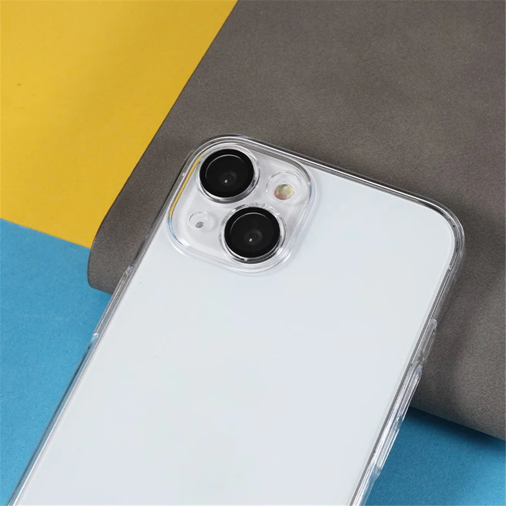 For iPhone 15 Case with Camera Lens Protector Clear PC Shockproof Phone Cover - 7