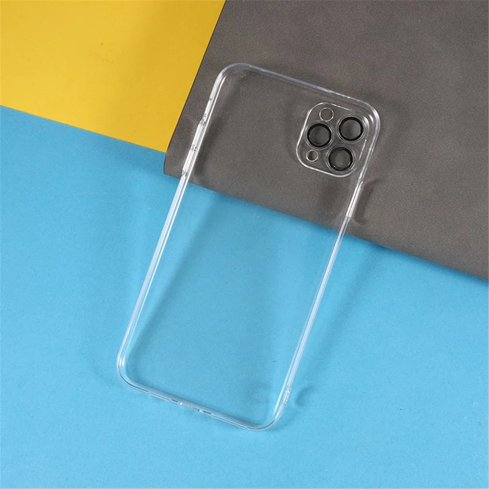 For iPhone 15 Pro Case Hard PC Transparent Protective Phone Cover with Glass Lens Film - 3