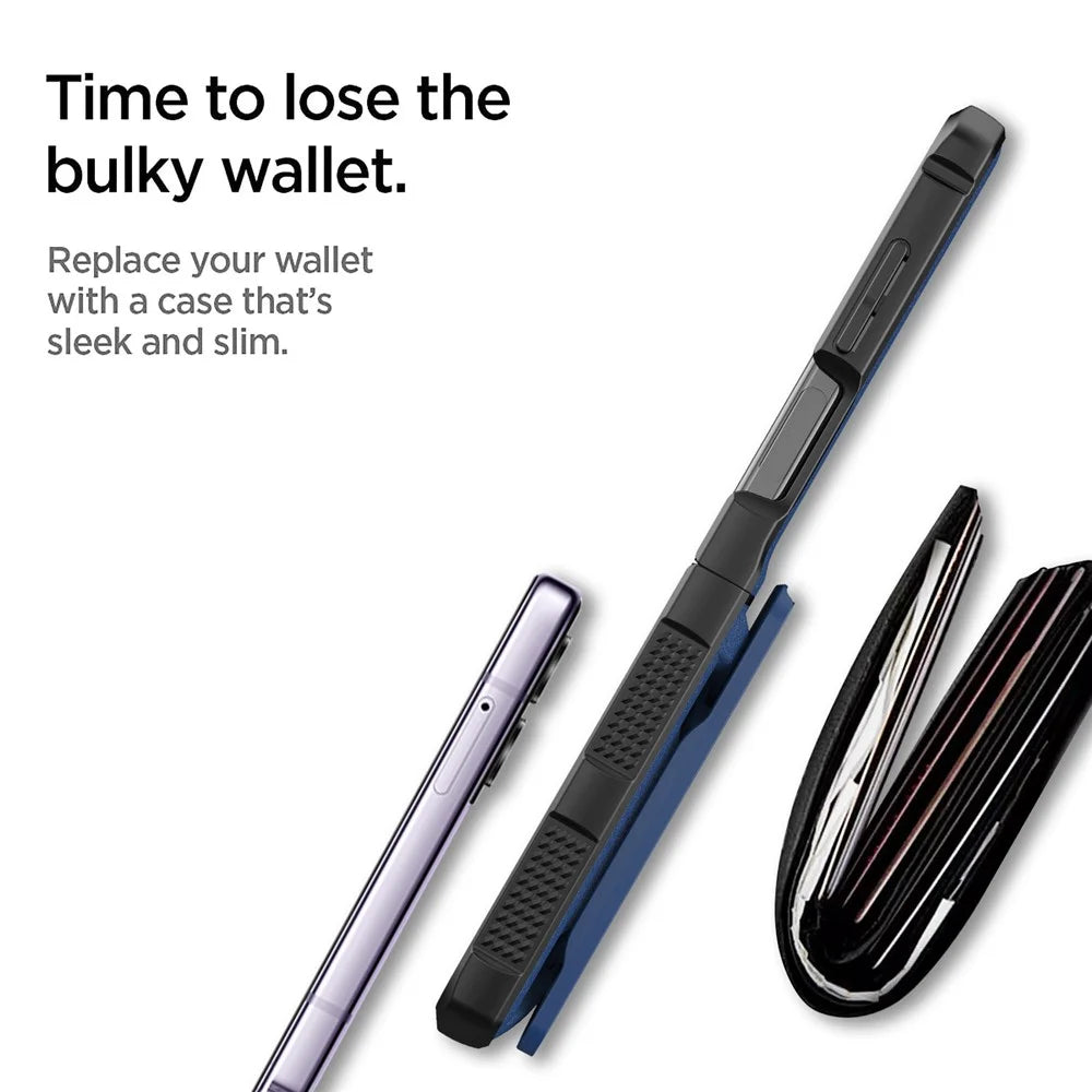 For Samsung Galaxy Z Flip5 5G Case Anti-Drop PC Phone Cover with Card Holder - Black - 5