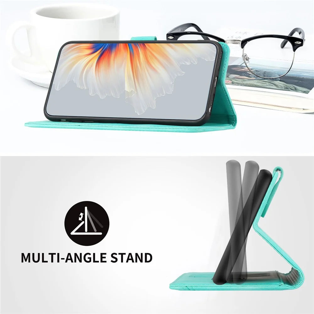 YX003 For Samsung Galaxy S24 Ultra Stand Case Anti-Drop Imprinted Leather Wallet Phone Cover - Baby Blue - 3