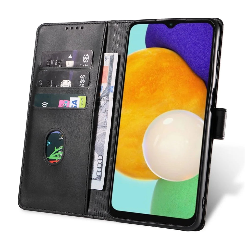 For Samsung Galaxy A15 4G / A15 5G Leather Cover Flip Stand Wallet Phone Case - Black - 2