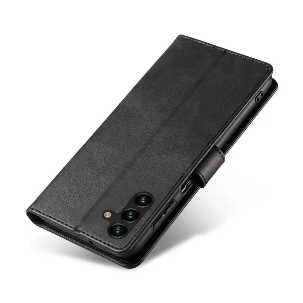 For Samsung Galaxy A15 4G / A15 5G Leather Cover Flip Stand Wallet Phone Case - Black - 4