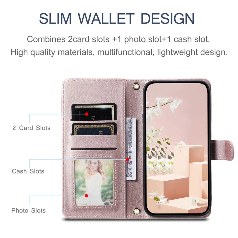 For Realme 7i (Global) / C17 Crossbody Case Rhombus Pattern Stand Function Leather Phone Cover - Rose Gold - 6