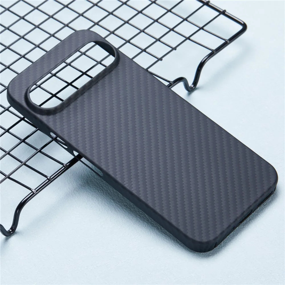 For Google Pixel 9 Pro Cases 1500D Coarse Texture Aramid Fiber Black Phone Cover with Big Lens Cutout - 2