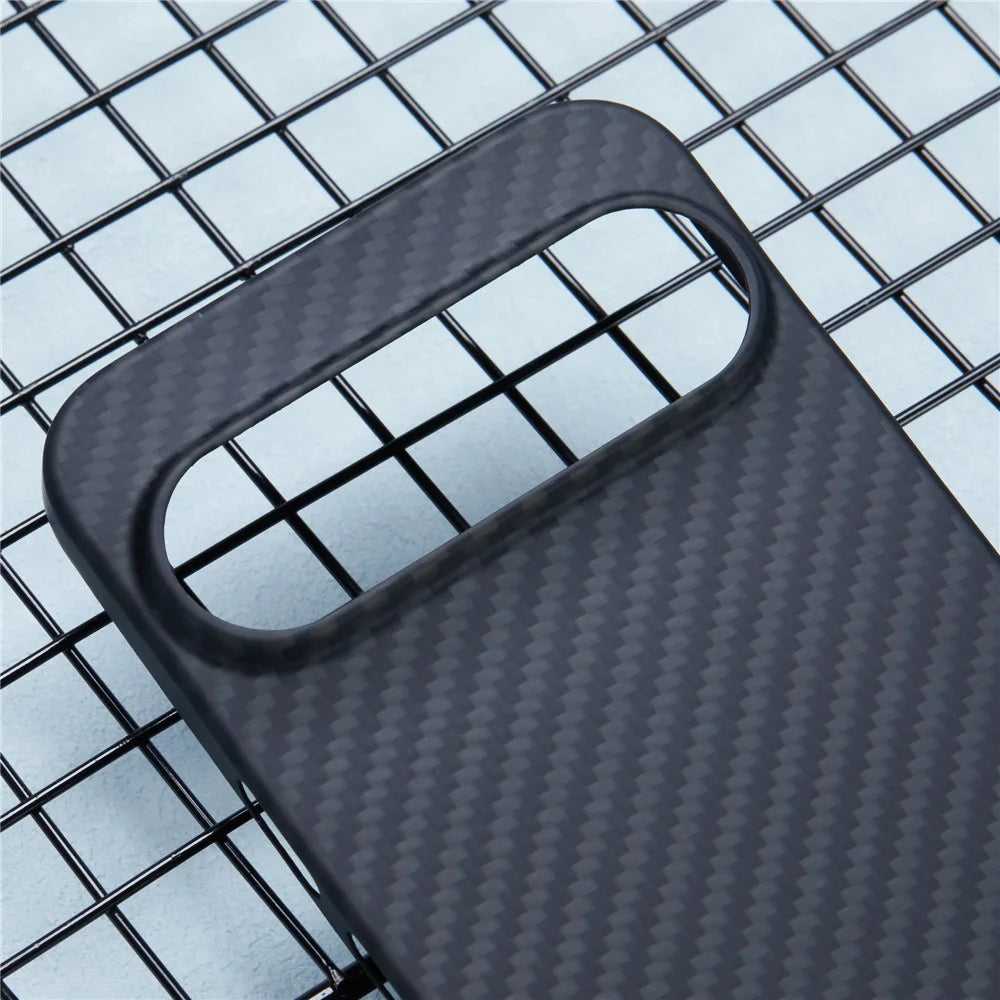 For Google Pixel 9 Pro Cases 1500D Coarse Texture Aramid Fiber Black Phone Cover with Big Lens Cutout - 4
