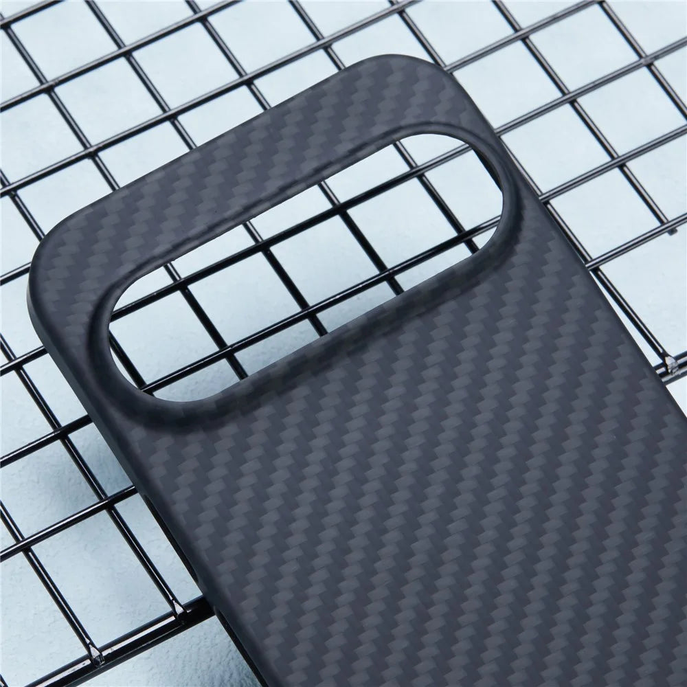 1500D Coarse Texture Shell for Google Pixel 9 Pro / 9 Case Aramid Fiber Back Cover with Big Lens Cutout - Black - 4