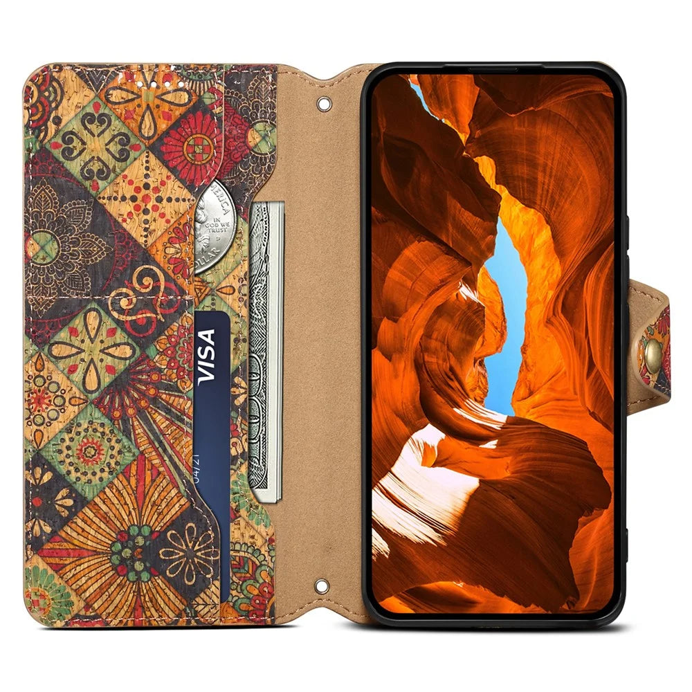 For Samsung Galaxy A22 5G (EU Version) Stand Case Flower Printing Leather Wallet Phone Cover - Autumn / Yellow - 2