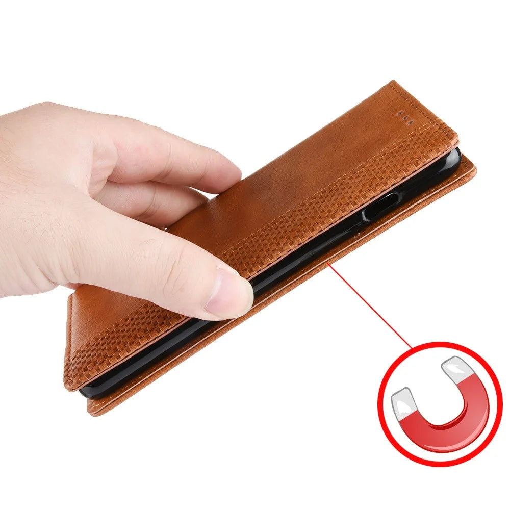 For vivo Y28s 5G / T3 Lite 5G / Y03 / Y18 4G / Y18e 4G Case Wallet Magnetic Closure Leather Retro Phone Cover - Brown - 5