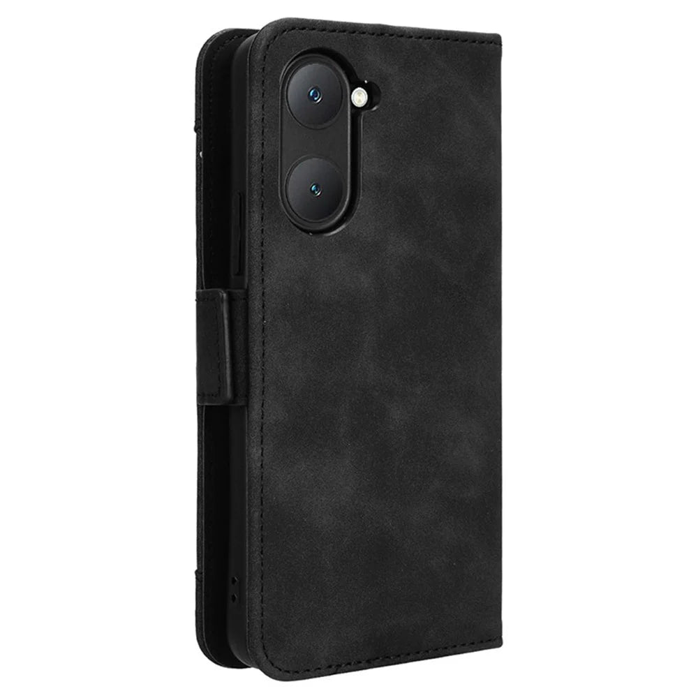 For vivo Y28s 5G / T3 Lite 5G / Y03 / Y18 4G / Y18e 4G Leather Case with Multiple Card Slots Full Protection Wallet Phone Cover - Black - 7