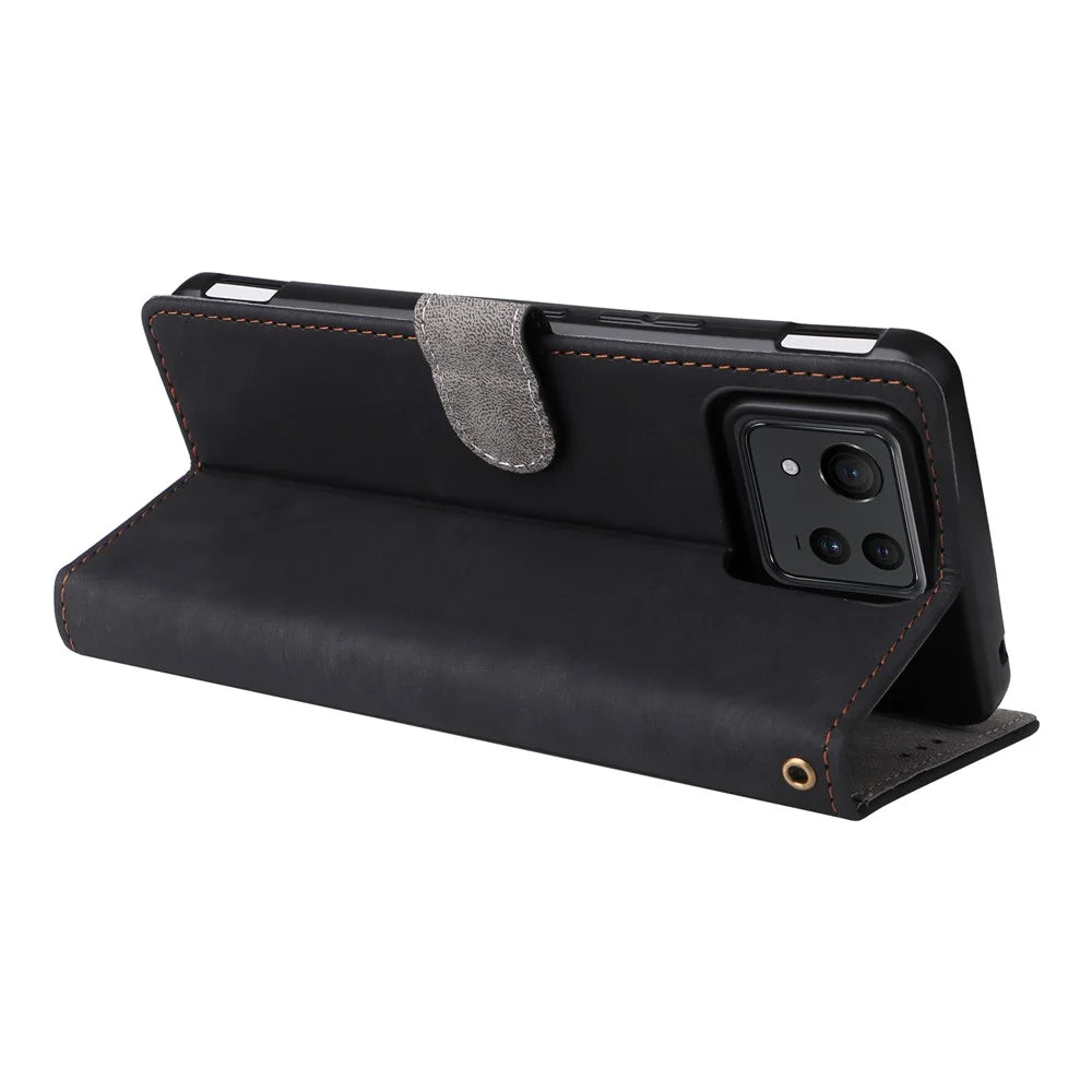For Asus Zenfone 11 Ultra 5G Case with Strap RFID Blocking Wallet Phone Leather Cover - Black - 4