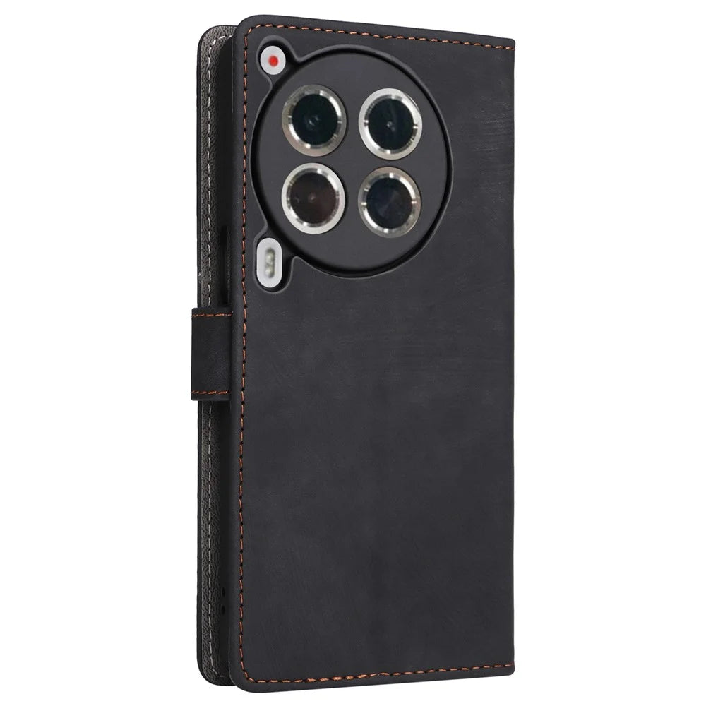 For TECNO Camon 30 Premier 5G CL9 Case Leather RFID Blocking Protection Phone Cover with Strap - Black - 7