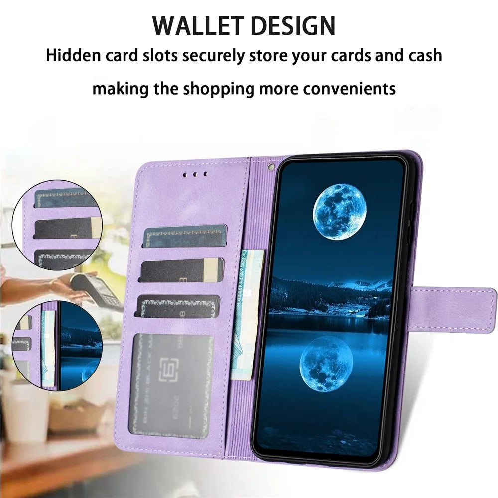 For Samsung Galaxy A24 4G (162.1 x 77.6 x 8.3mm) Case PU Leather Wallet Phone Cover Skin Touch Feeling - Purple - 2
