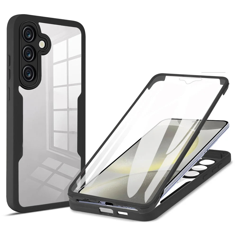 For Samsung Galaxy S23 FE Case Anti-Scratch Phone Shell with PET Screen Protector, Black - 1