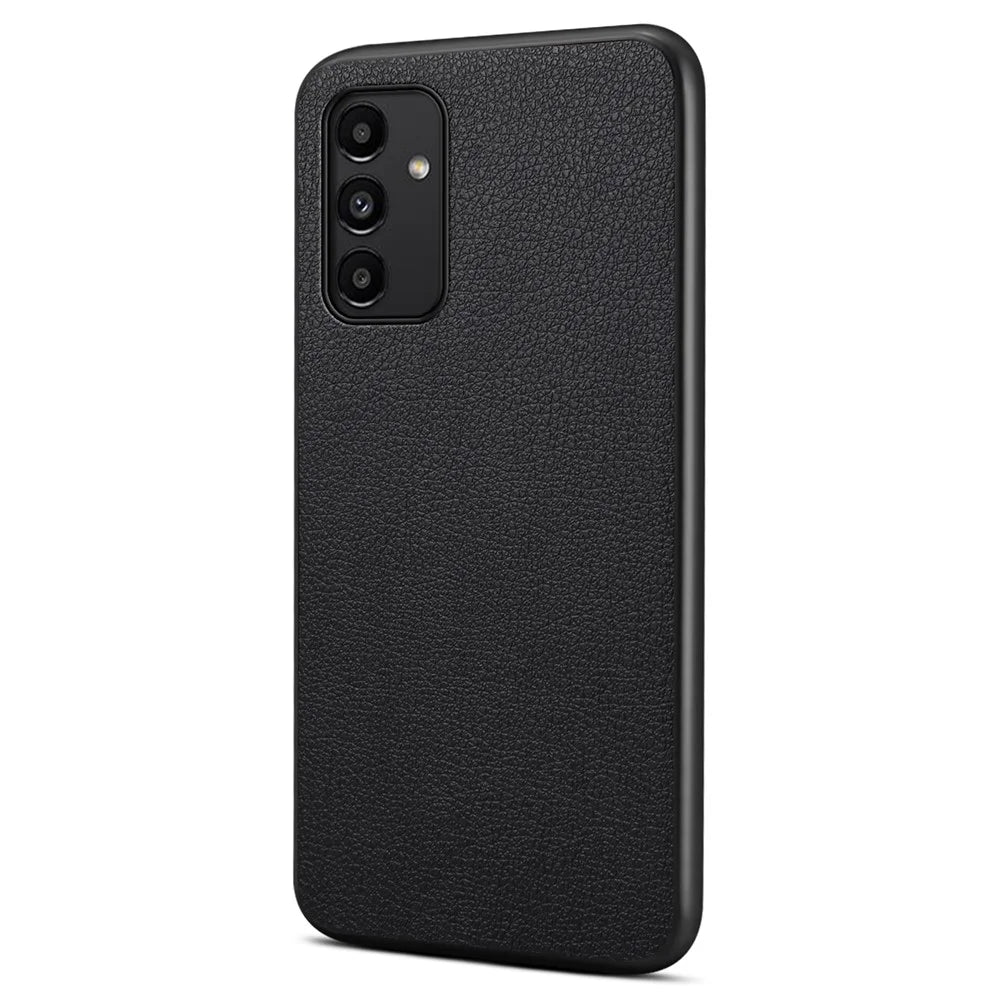 For Samsung Galaxy A13 5G Case PU Leather Calf Texture Shockproof Protective Back Cover - Black - 1