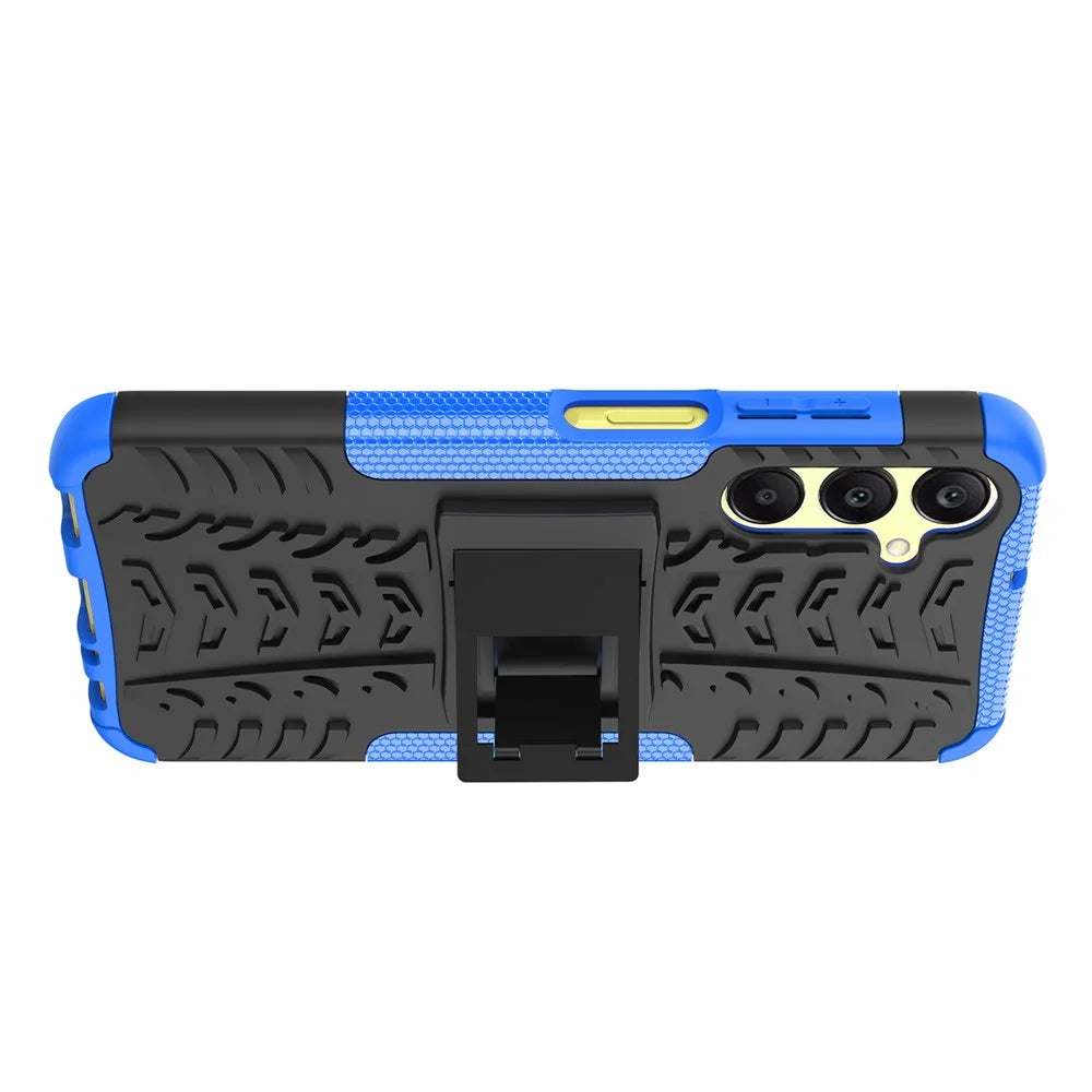 For Samsung Galaxy A25 5G (Global) (161.0 x 76.5 x 8.3mm) Case PC+TPU 2-in-1 Tire Texture Cover with Kickstand - Blue - 5