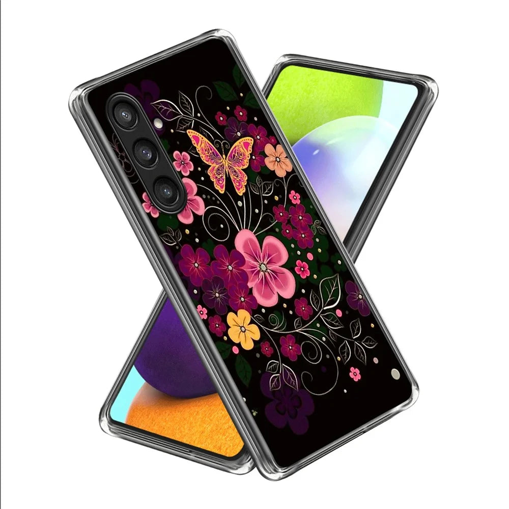 For Samsung Galaxy S24 TPU Case Pattern Printed Soft Slim Phone Cover - Flower and Butterfly - 1