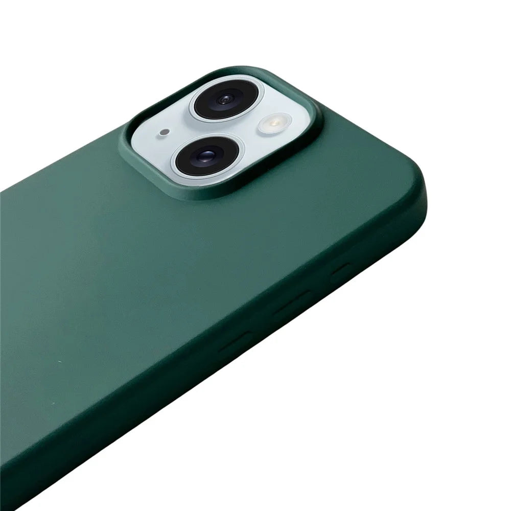 For iPhone 14 Case Liquid Silicone Protective Phone Cover with Crossbody Lanyard - Blackish Green - 4
