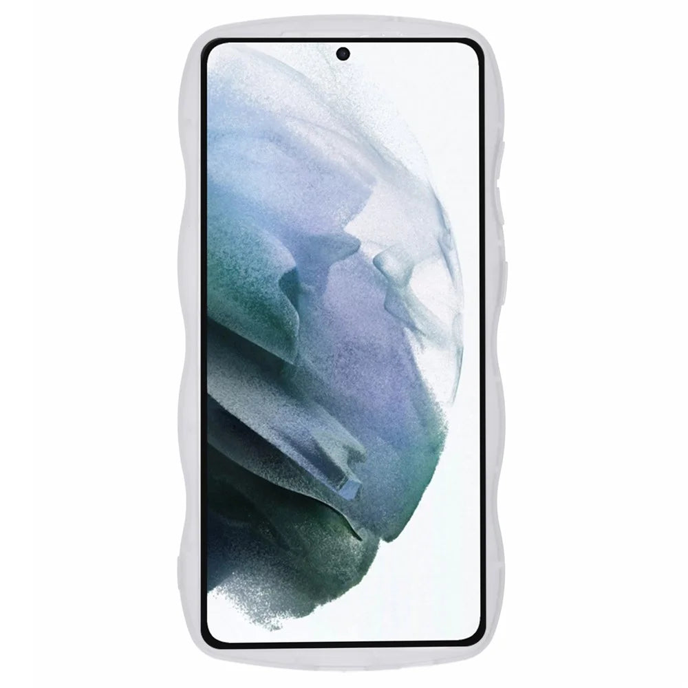 JTW Series for Samsung Galaxy S22+ 5G Wavy Edge TPU Case Anti-Drop Epoxy Phone Cover - Transparent White - 2