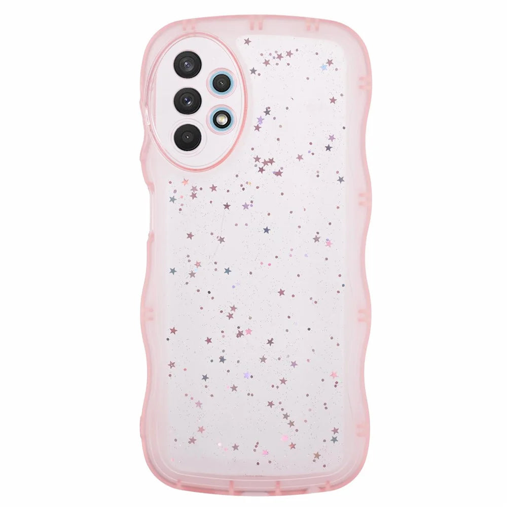 JTW Series for Samsung Galaxy A13 4G Case Wavy Edge Phone Cover TPU Phone Protective Shell - Transparent Pink - 1