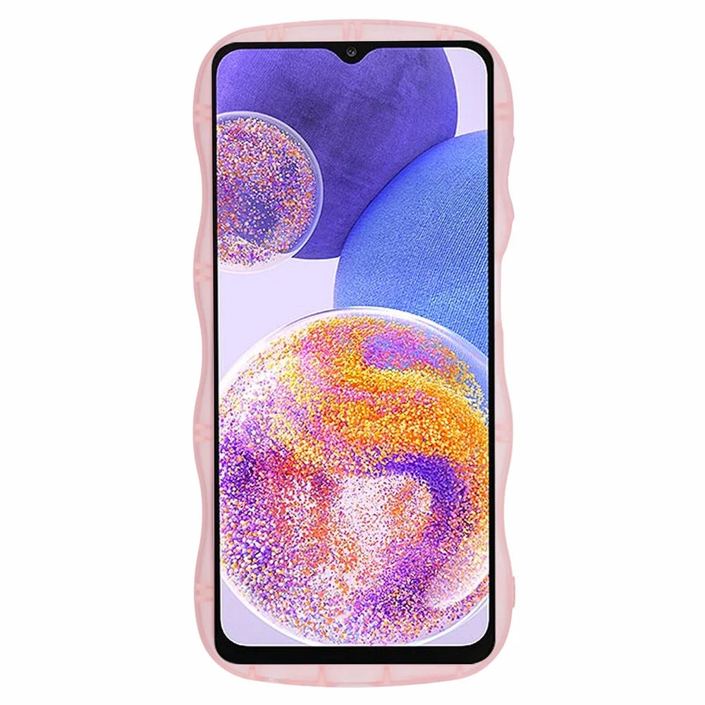 JTW Series for Samsung Galaxy A13 4G Case Wavy Edge Phone Cover TPU Phone Protective Shell - Transparent Pink - 2