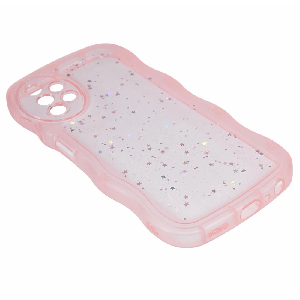 JTW Series for Samsung Galaxy A13 4G Case Wavy Edge Phone Cover TPU Phone Protective Shell - Transparent Pink - 5