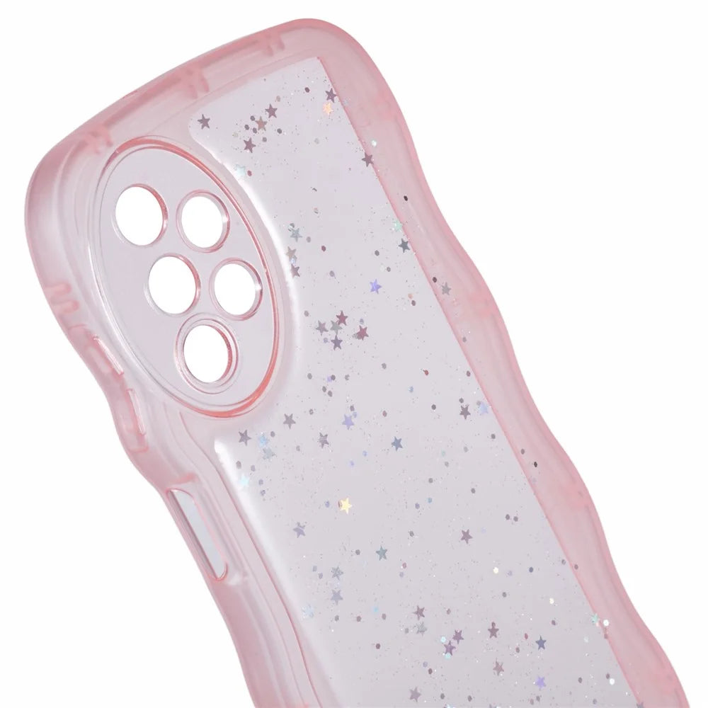 JTW Series for Samsung Galaxy A13 4G Case Wavy Edge Phone Cover TPU Phone Protective Shell - Transparent Pink - 6