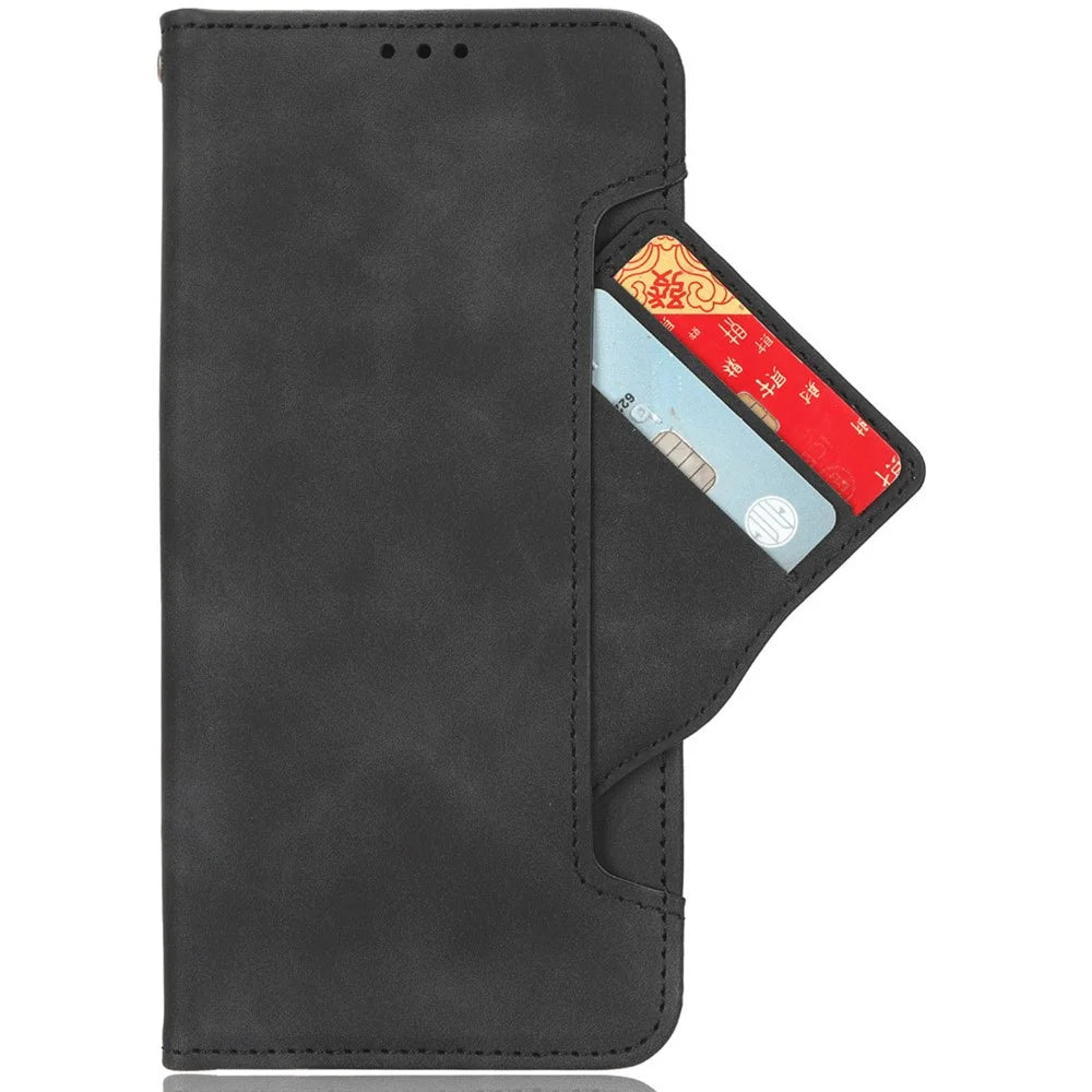 For OnePlus Ace 3V 5G Case Multiple Card Slots Magnetic Closure Leather Phone Cover - Black - 2