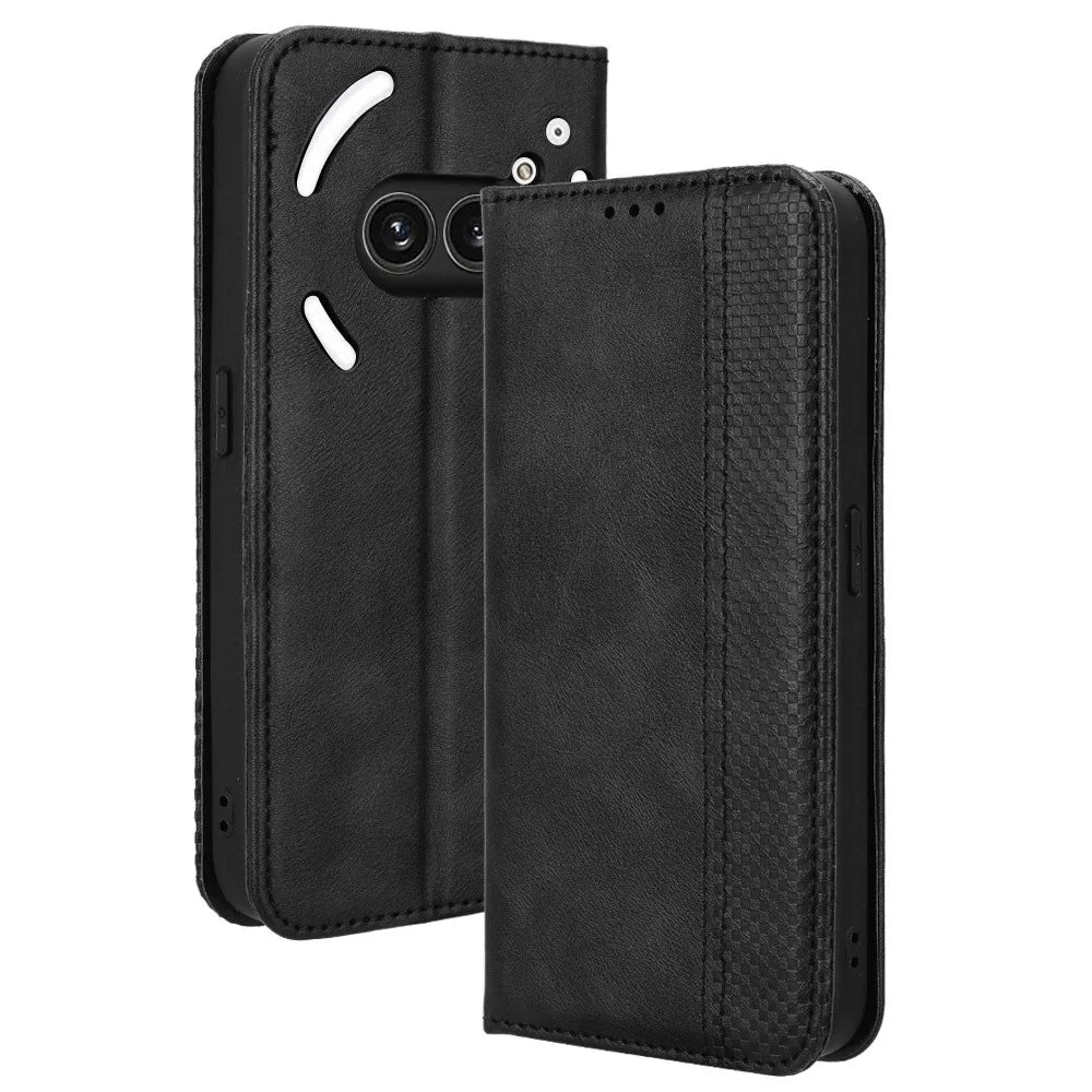 For Nothing Phone (2a) Plus / Phone (2a) Case Wallet PU Leather Phone Cover Magnetic Closing - Black - 1