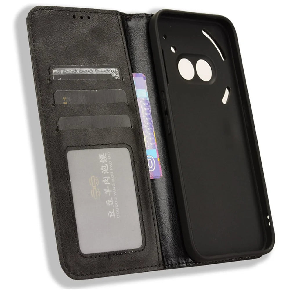 For Nothing Phone (2a) Plus / Phone (2a) Case Wallet PU Leather Phone Cover Magnetic Closing - Black - 5