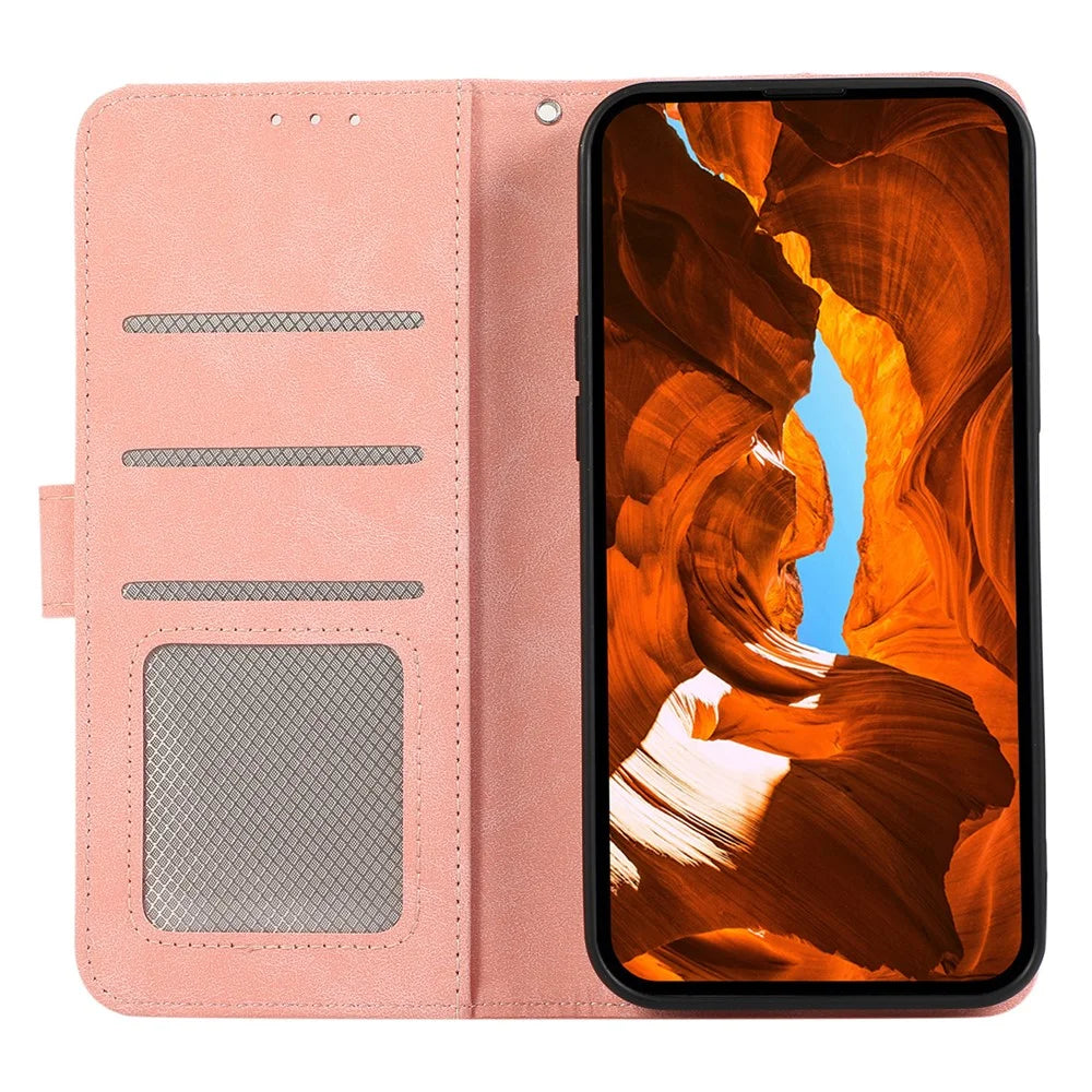 ABEEL For 	Samsung Galaxy S25+ / S24+ Case PU Leather RFID Blocking Phone Stand Cover - Pink - 2