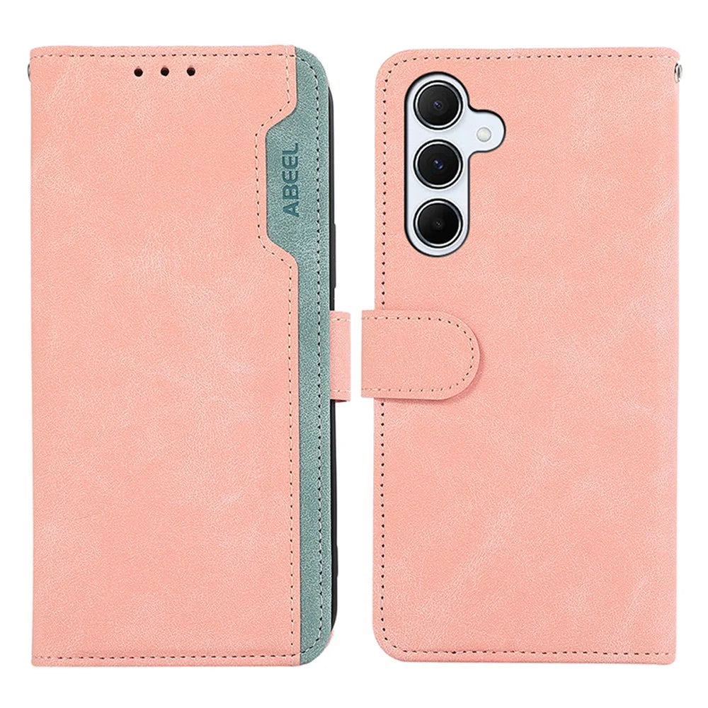 ABEEL For Samsung Galaxy A35 5G Leather Case RFID Blocking Card Slots Wallet Phone Cover - Pink - 1