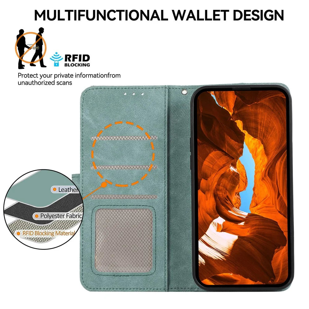 ABEEL For Samsung Galaxy S21 FE 5G RFID Blocking Stand PU Leather Phone Shell Protective Cover - Baby Blue - 4