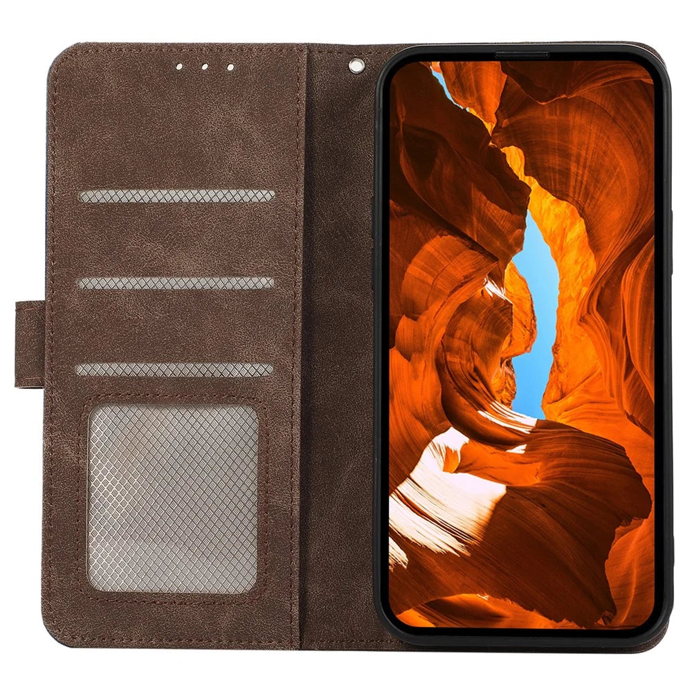 ABEEL For iPhone 15 Case RFID Blocking Stand PU Leather Phone Protective Shell - Brown - 2