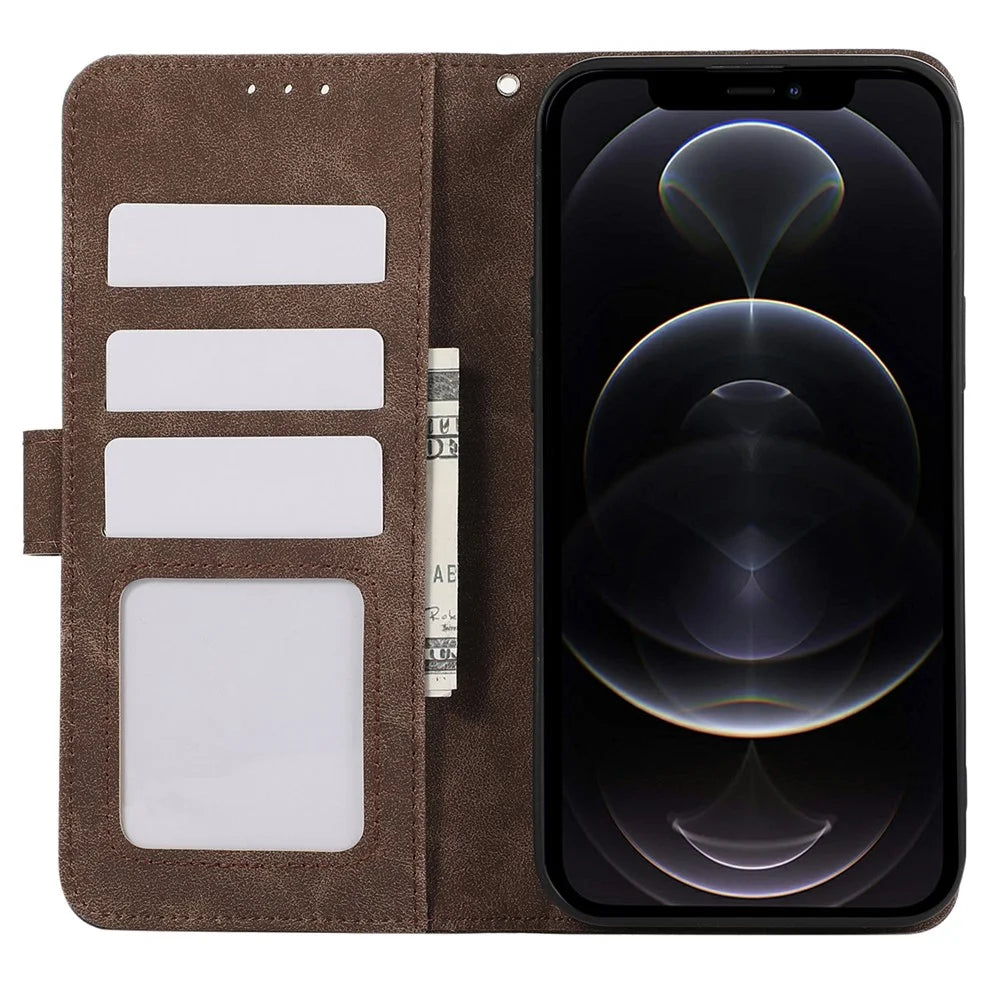 ABEEL For iPhone 12 / 12 Pro Case Color Matching RFID Blocking Leather Phone Cover with Wallet - Brown - 2