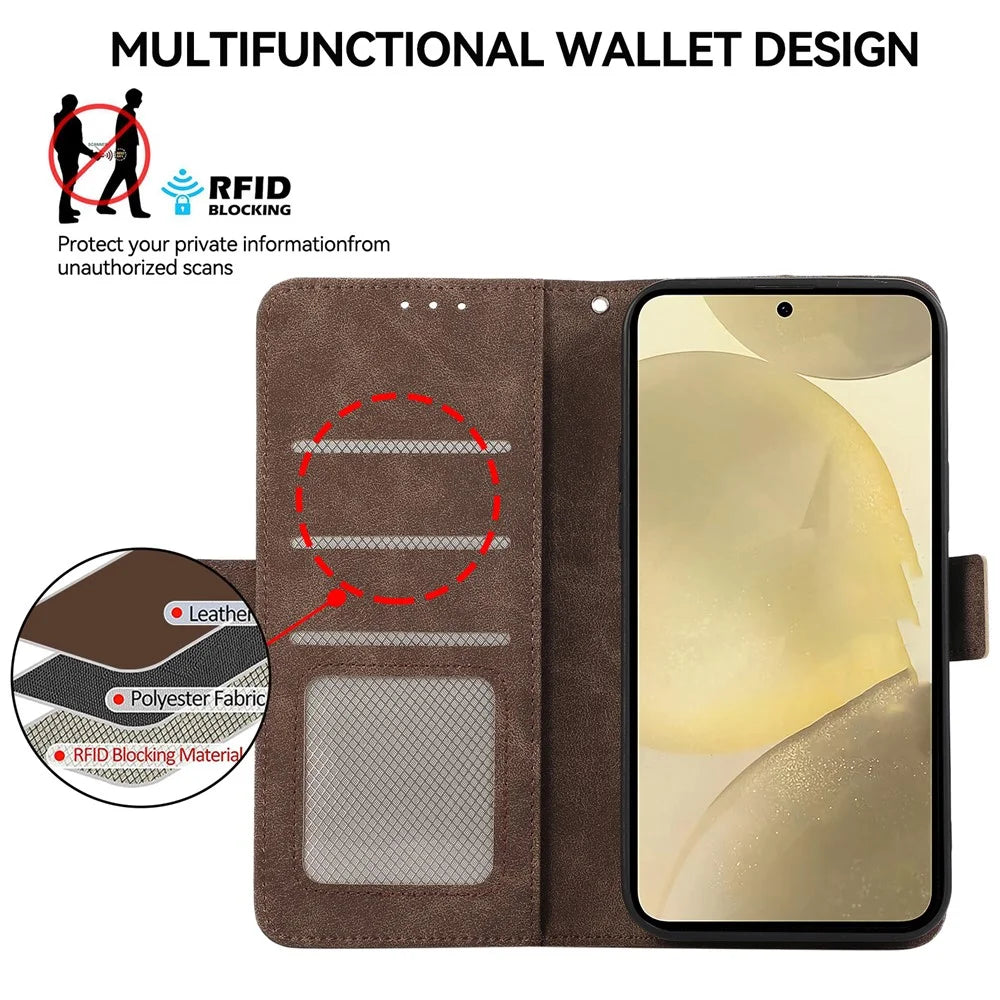 ABEEL For Samsung Galaxy S21 4G / 5G Case Wallet Leather Cover RFID Blocking Funtion - Brown - 4