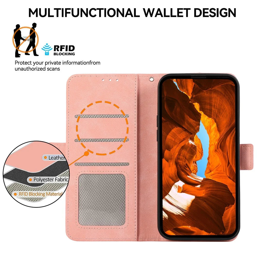ABEEL For Samsung Galaxy S21+ 5G Case PU Leather Magnetic Clasp Protect RFID Blocking Phone Cover - Pink - 4