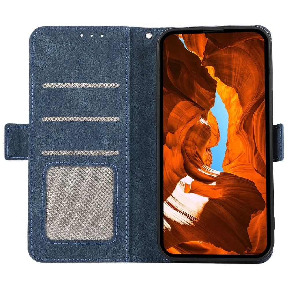 ABEEL For Samsung Galaxy A55 5G Case Side Magnetic Clasp RFID Blocking Wallet Leather Phone Cover - Blue - 2