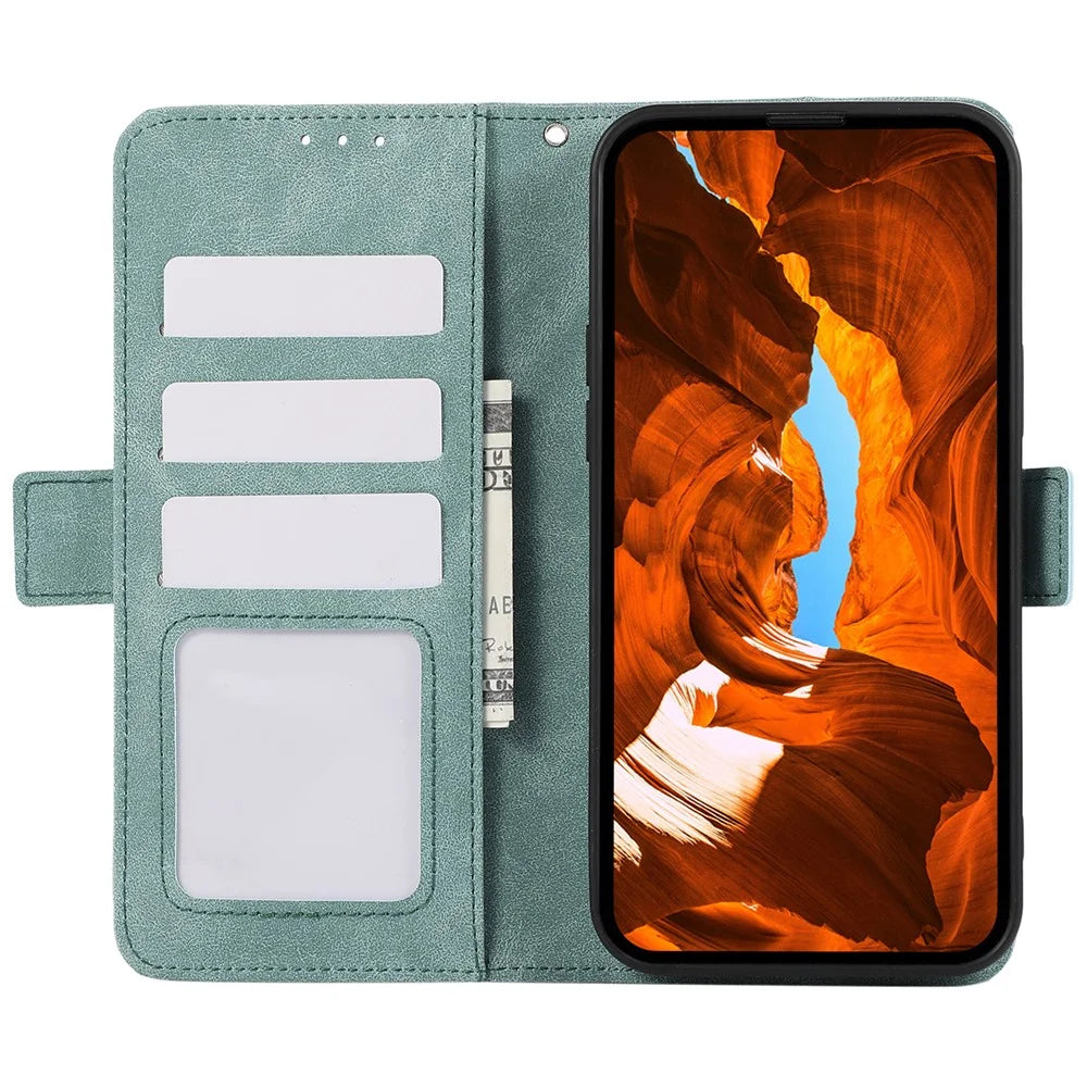 ABEEL For iPhone 15 Leather Case RFID Blocking Wallet Phone Cover Side Magnetic Clasp - Baby Blue - 2