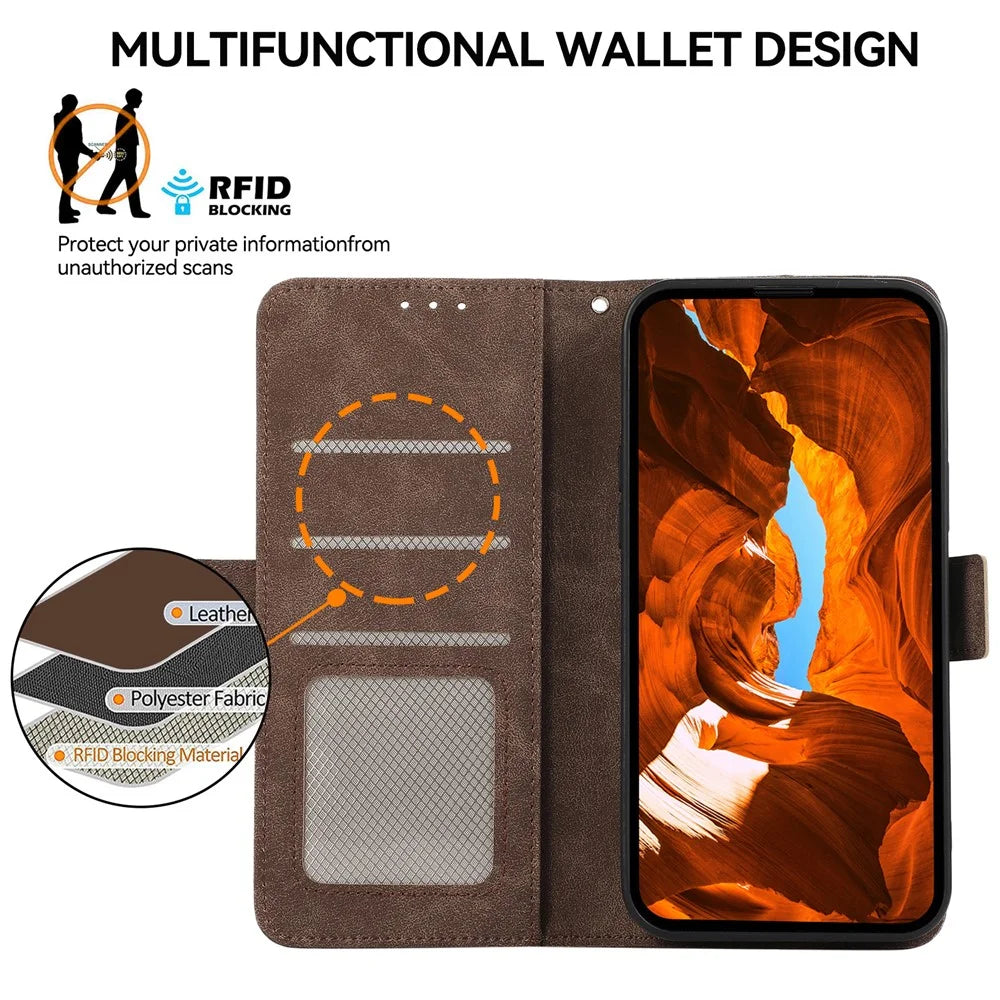 ABEEL For iPhone 13 6.1 inch RFID Blocking Stand PU Leather Protective Shell Phone Protective Cover - Brown - 4