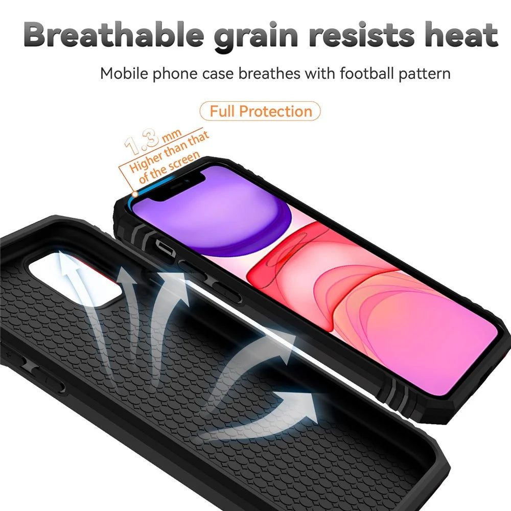 For iPhone 11 Pro Max Case with Camera Slide Protector PC+TPU Kickstand Armour Phone Cover - Black - 3