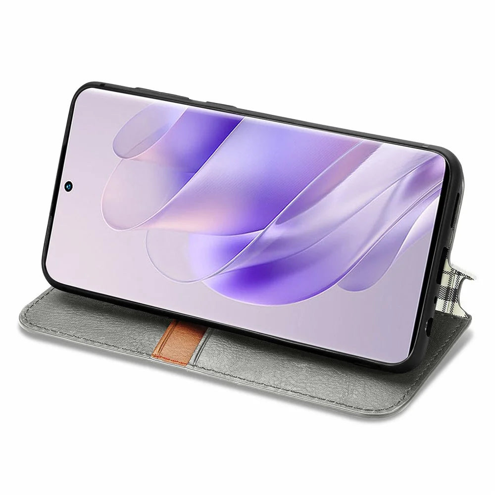 For Infinix Zero 30 4G PU Leather Case Rhombus Imprint Wallet Stand Phone Cover - Grey - 3